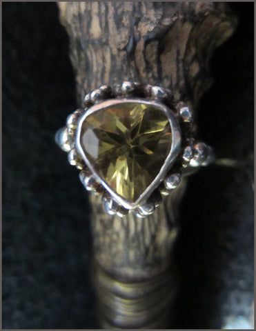 Tibetan Style Teardrop Lemon Citrine Ring