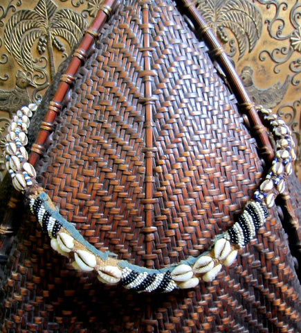 Old BaKuba Beaded Cowrie Belt Necklace