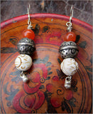 Tribal Silver and Carnelian Dangle Earrings
