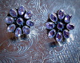 Sumptuous Vintage Amethyst Cluster Post Earrings from Jaipur