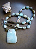 Aqua Amazonite and Labradorite Bead Necklace