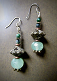 OOAK Chrysoprase and Ruby Zoisite Pagoda Dangle Earrings