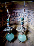 OOAK Chrysoprase and Ruby Zoisite Pagoda Dangle Earrings