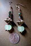 OOAK Chrysoprase and Ruby Zoisite Pagoda Dangle Earrings