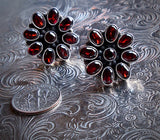 Fiery Garnet Cluster Silver Post Earrings from Jaipur