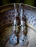 AOAK Silver,Copper and Bronze Long Dangle Earrings