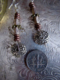AOAK Silver,Copper and Bronze Long Dangle Earrings