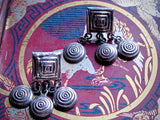 Vintage Handmade Silver Square Post Earrings with Triple Spiral Disks