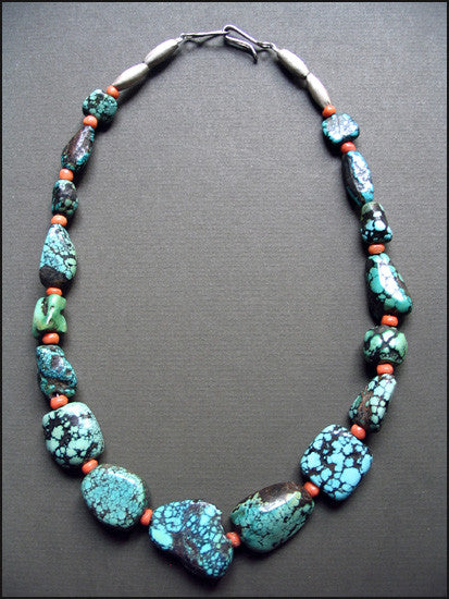 Tibetan Turquoise and Coral Necklace – Deborah Garner Collection