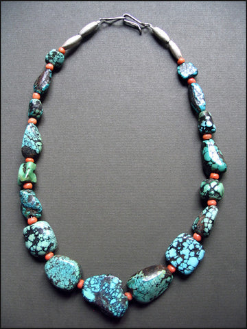 Tibetan Turquoise and Coral Necklace