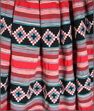 Dazzling Red, Black and Turquoise, Two Row Seminole Patchwork Skirt