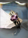 Cool Faceted Amethyst in Silver Filigree Ring