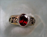 Fiery Faceted Garnet in Silver Filigree Ring