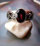 Fiery Faceted Garnet in Silver Filigree Ring