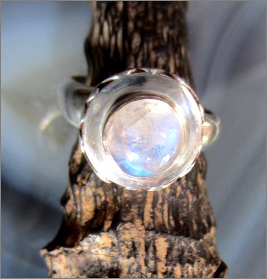 Modern Sterling Rainbow Moonstone Disk Ring – Deborah Garner Collection