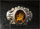 Handmade Sterling Filigree Ring with Deep Golden Citrine