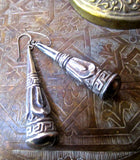 Vintage Tibetan Silver  Lotus Drop Earrings