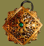 Pair of Gold-Washed Fibulae with Turquoise from Bhutan