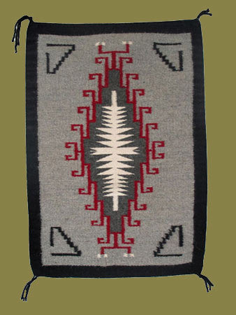 Classic Miniature Two Grey Hills Navajo Rug