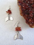 One of a Kind Baltic Amber and Silver Crescent Earrings