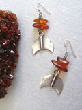 One of a Kind Baltic Amber and Silver Crescent Earrings