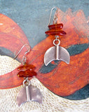 One of a Kind Baltic Amber and Silver Crescent Earrings