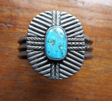 Distinctive Navajo Silver and Turquoise 4 Directions Bracelet