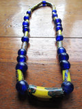 Antique Venetian Yellow and Dutch Cobalt African Beads