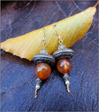 One of a Kind Vintage Carnelian and Pearl Earrings