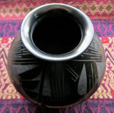 Exquisite Oscar Quezada Black on Black Design Pot from Mata-Ortiz