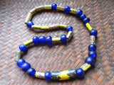 Antique Venetian Yellow and Dutch Cobalt African Beads