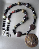 Tibetan Dorje Pendant on Long Gemstone Strand