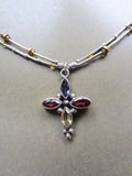 Jeweled Cross on Double Strand Sterling Choker