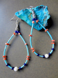 Long Loops of Fine Turquoise, Coral and Antique Cobalt Beads