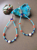 Long Loops of Fine Turquoise, Coral and Antique Cobalt Beads