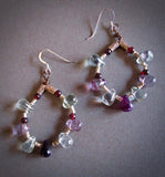 Fluorite Teardrop and Silver Bead Hoops