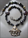 Tibetan Khyung Garuda Pendant on Rich Gemstone Strand