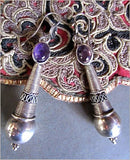 Silver Amethyst Drop Earrings from India