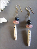 Pink and Black Jasper Spike Dangle Earrings