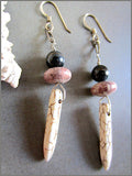 Pink and Black Jasper Spike Dangle Earrings