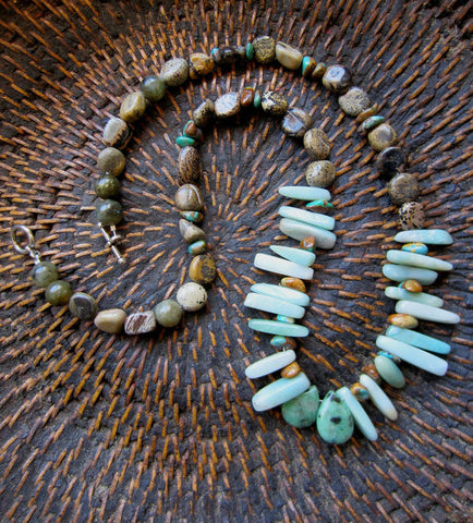 Earthy Brown Jasper, Turquoise and Amazonite Necklace