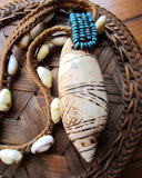 Old BaKuba Etched Shell and Cowrie Choker Necklace
