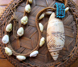 Old BaKuba Etched Shell and Cowrie Choker Necklace
