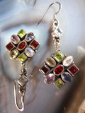 Spectacular Vintage Multi-Jewel Cluster Dangle Earrings from Jaipur