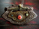 Antique Tibetan "Mecha" Purse with Turquoise and Coral