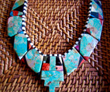 SouthWest Turquoise Mosaic Tile Necklace