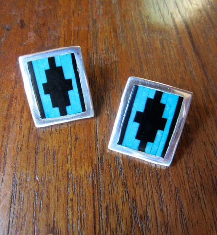 Modern Geometric Mosaic Navajo Post Earrings