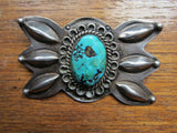 Handsome Old Navajo Silver and Turquoise Pin