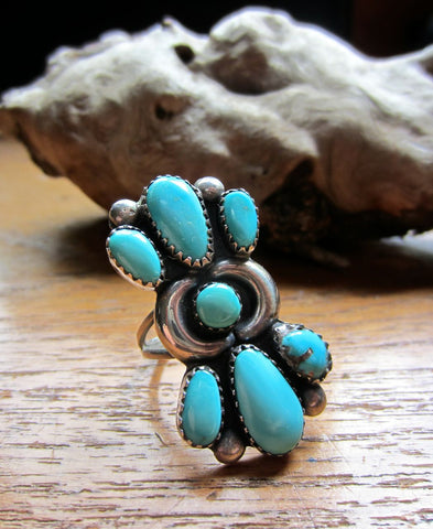 Navajo Turquoise Cluster Statement Ring