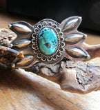 Handsome Old Navajo Silver and Turquoise Pin